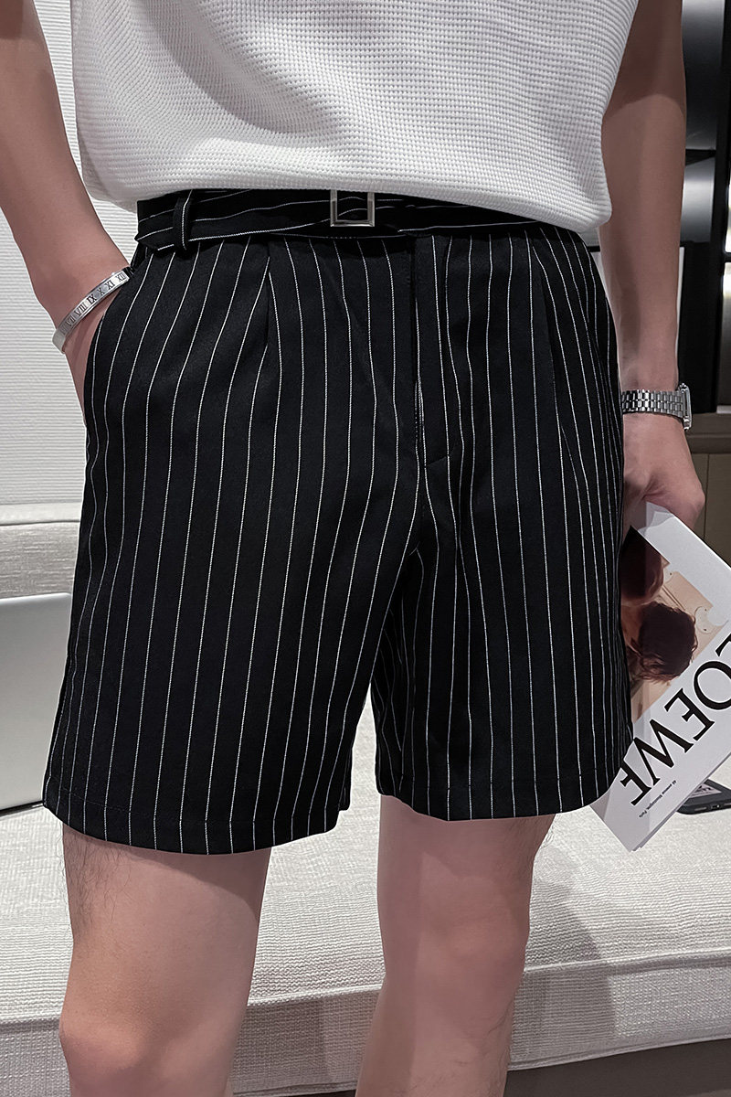 精神小伙夏季男士条纹休闲短裤时尚潮牌直筒五分裤C203-T22-P38,男装牛仔裤,电商C208