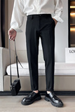 英伦雅痞风男装铅笔秋季垂感男士长裤休闲修身直筒薄款九分小西裤，男装西裤，电商C208