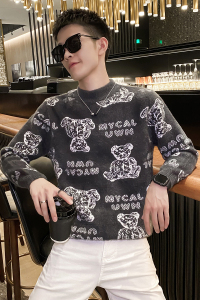 社会小伙冬季保暖毛衣男小熊提花圆领休闲针织衫DS-C203-5308-P68图片