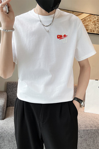 社会小伙夏季男士潮流印花短袖t恤纯棉圆领半袖体恤C203-8860-P38图片