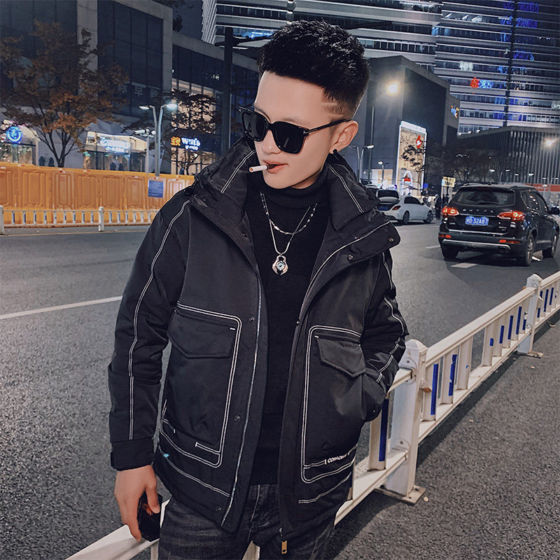社会小伙冬季潮牌羽绒服帅气百搭连帽保暖外套男C203-5136-特P165，男装羽绒服，电商C208