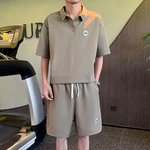 精神小伙夏季男士短袖翻领Polo衫2023潮牌短裤套装C208-8883-P88图片
