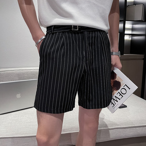 精神小伙夏季男士条纹休闲短裤时尚潮牌直筒五分裤C203-T22-P38，男装牛仔裤，电商C208