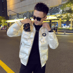 精神小伙修身亮面棉衣青年外穿活力棉服潮男外套上衣男1076P118图片