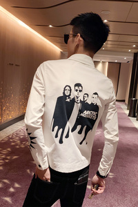 社会小伙春秋季男士修身印花衬衣时尚潮牌潮流衬衫C203-1004-P55图片