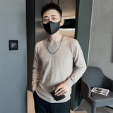 社会小伙冬季v领针织衫纯色套头打底衫修身毛衣男C203-8846-特P28，男装T恤，电商C208