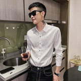 精神小伙春秋季男士休闲衬衣帅气炸街潮流修身衬衫5058-P45控68，男装衬衫，电商C208