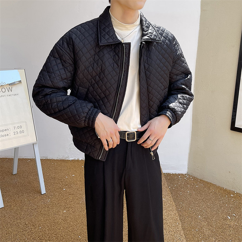 2022黑色短款立领棉夹克时尚休闲男士秋冬季流行外套男C203-1060，男装夹克，电商C208