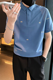 2025夏季新款青年男生短袖Polo衫时尚潮流蓝色T恤男C203-8852-P58，男装T恤，电商C208