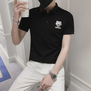 2026夏季新款短袖翻领Polo衫时尚休闲潮流印花T恤男C203-8803-P58图片
