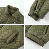 绿色格子羽绒棉服男士立领刺绣飞行服秋冬季潮牌短款外套男1066，男装棉衣，电商C208