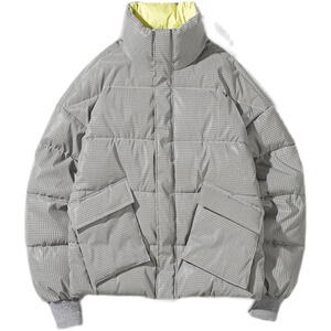 社会小伙冬季新款男士夜光棉衣千鸟格立领工装棉服C203-1039-P128图片