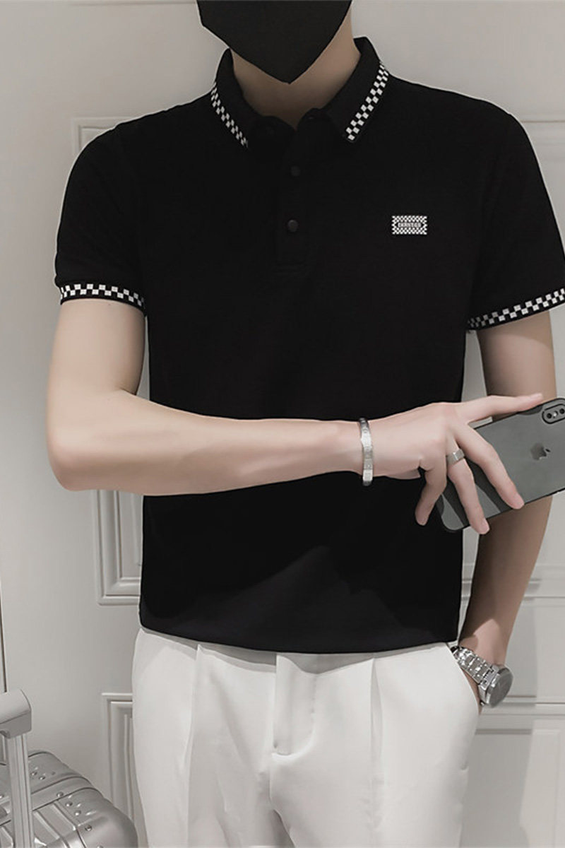 2026夏季男士新款格子短袖T恤韩版修身翻领Polo衫C203-8807-P58,男装T恤,电商C208