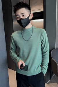 社会小伙冬季男士纯色打底衫半高领长袖套头卫衣C203-8833-特P28图片