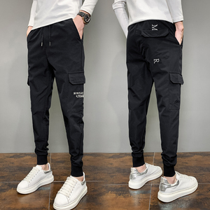 春秋季男士工装裤社会小伙修身刺绣潮牌九分裤C203-6629-P45控68图片
