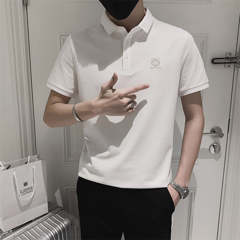 青少年夏季半袖绣花Polo衫时尚百搭男士修身短袖t恤C203-8816-P58图片