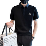 社会小伙夏季男士黑色polo衫翻领半袖t恤短袖上衣男C203-8853-P58，男装T恤，电商C208