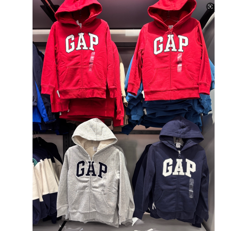 国内代购Gap男女童春秋新款logo仿羊羔绒拉链连帽卫衣儿童789866图片