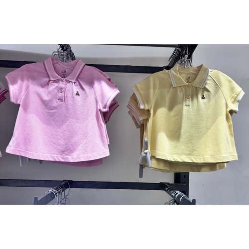 国内代购Gap女童小童夏季新款刺绣泡泡袖polo领上衣儿童装862050