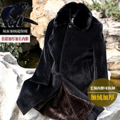 海宁高档中老年大衣男老人仿皮草貂绒保暖派克棉服爸爸长款 冬加厚