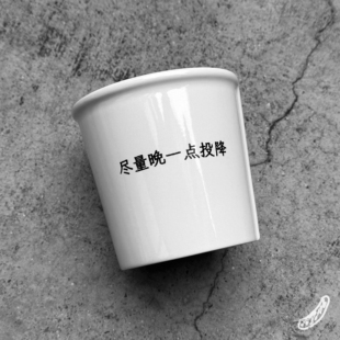 「尽量晚一点投降」仿纸杯咖啡杯陶瓷杯水杯原创创意文艺礼物浪漫