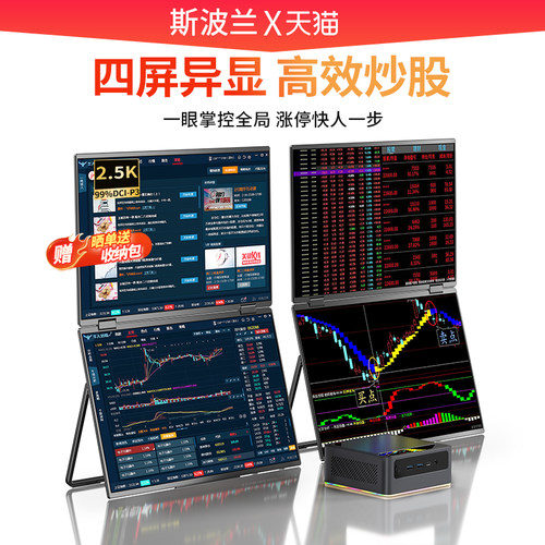 斯波兰四屏炒股电脑神器+显示器