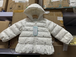马k乐撤柜尾货 专柜正品女童雪花白色羽绒服