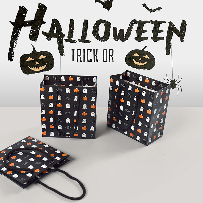 万圣节礼品袋手提袋糖果袋通用礼物袋礼品袋幽灵南瓜卡通纸袋