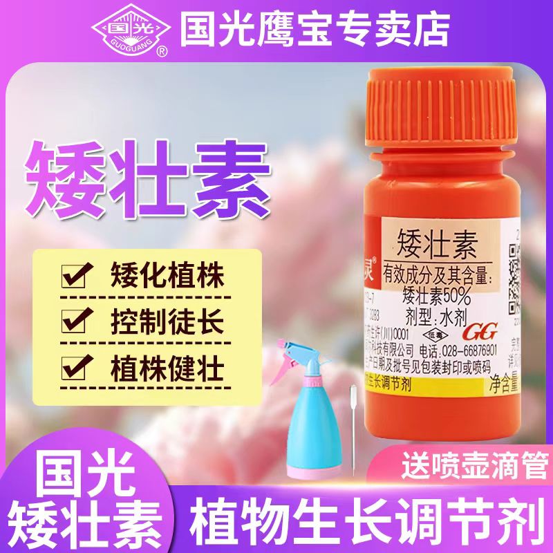 国光矮壮素果蔬花卉矮化剂控徒长矮肥圆多肉植物生长调节剂送喷壶