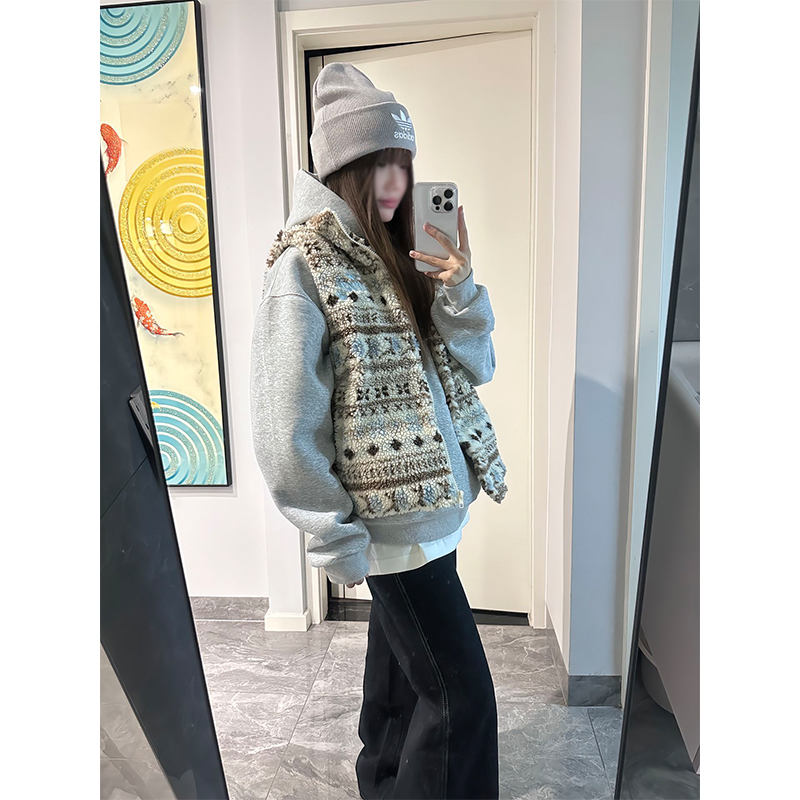 双面穿费尔岛羊羔绒马甲男