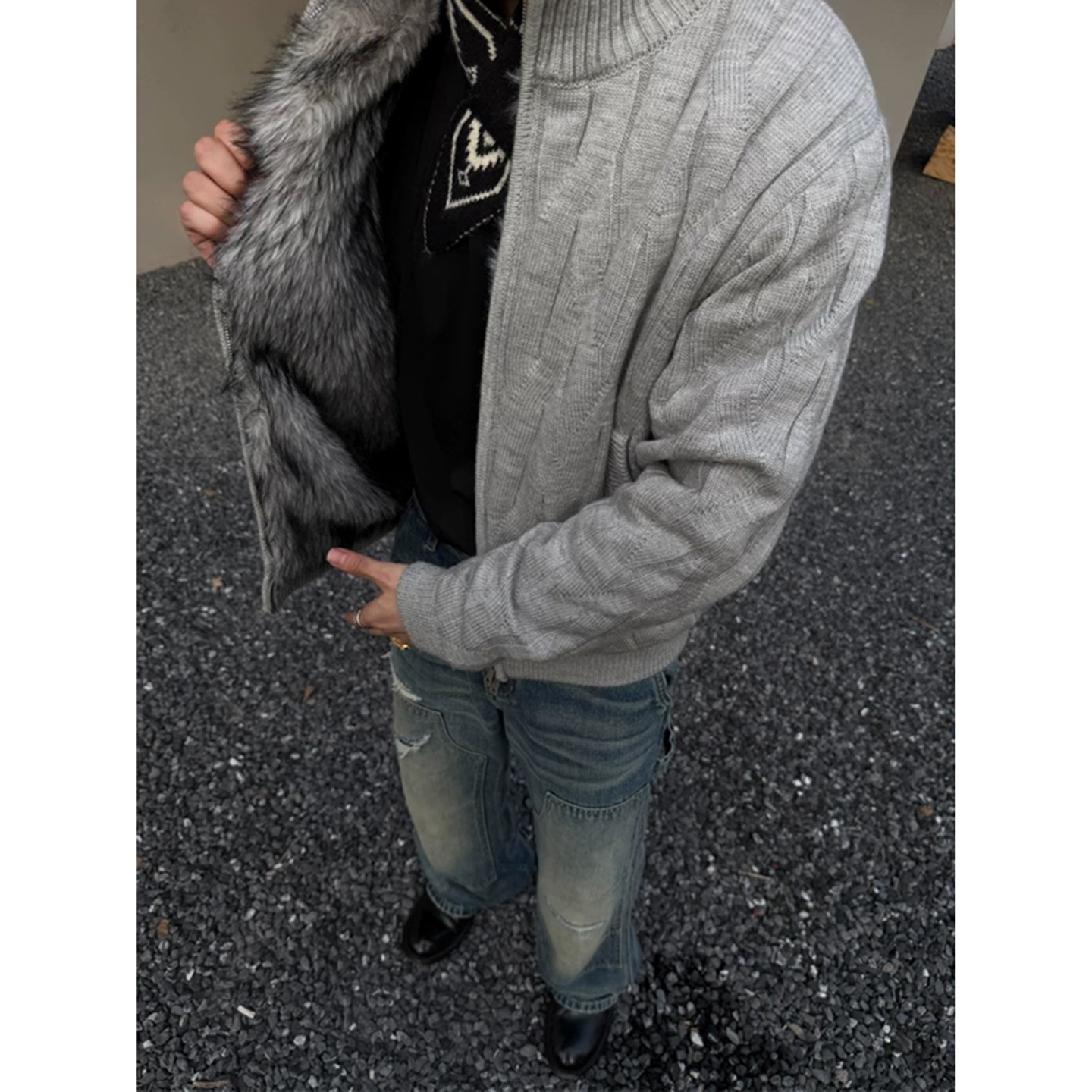 荆棘绞花开衫毛衣男加绒