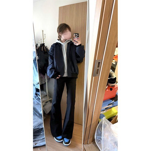 saiw藏青色飞行员夹克棉服男