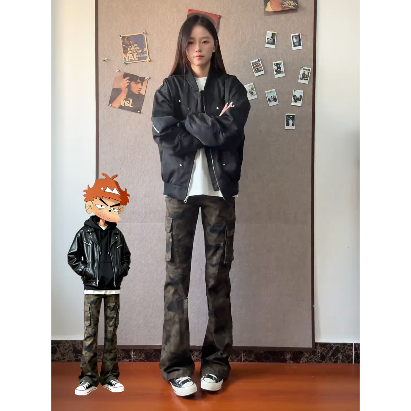 foygob多口袋迷彩牛仔裤