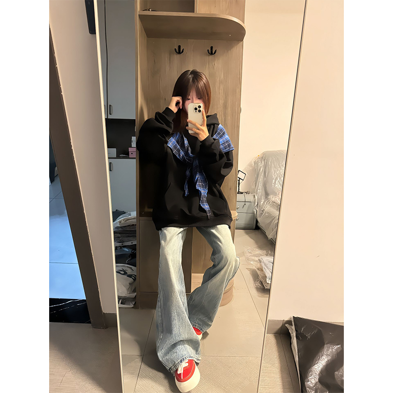 bodk蝴蝶结绑带卫衣男女秋冬季美式重磅硬挺外套设计感情侣连帽衫