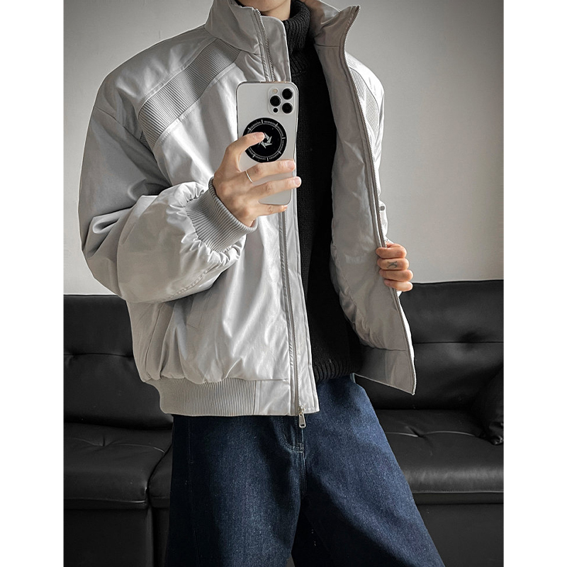 美式立领飞行员夹克棉服男款加厚冬季cleanfit拼接棉衣高级感棉袄