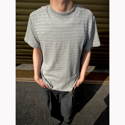 eme灰色肌理感提花t恤