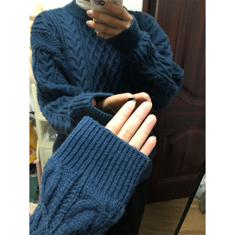 藏青色提花毛衣男款内搭