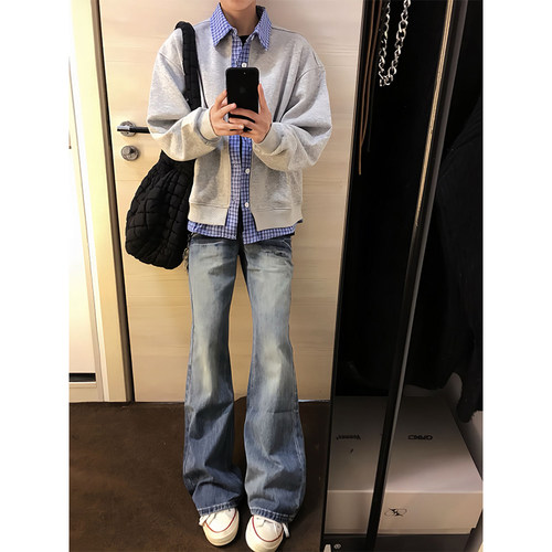 LJFTZ假两件拼接开衫卫衣