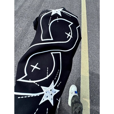 无限循环星星刺绣t恤男