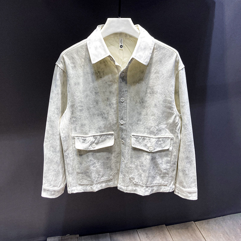 高端碎花牛仔衬衫夹克男士新款美式工装秋冬宽松衬衣复古休闲外套,男装,牛仔外套,淘宝优惠券,粉丝福利购,淘宝优惠卷