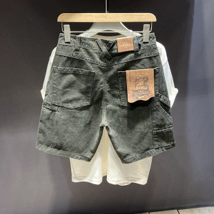 做旧牛仔短裤男潮牌夏季外穿日系潮流宽松休闲工装五分裤中裤马裤