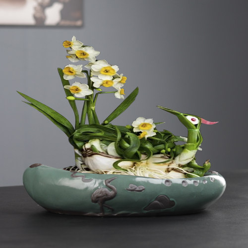 哥窑陶瓷简约造景花盆