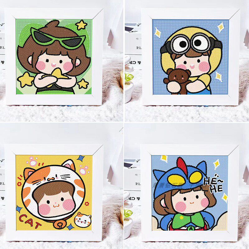 小麻薯钻石画儿童手工制作材料diy点钻画男女孩2024年新款粘贴画