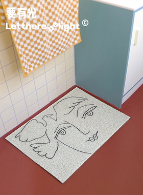 马蒂斯简约线条丝圈入户丝圈垫门厅脚垫防尘垫耐脏好打理猫抓垫