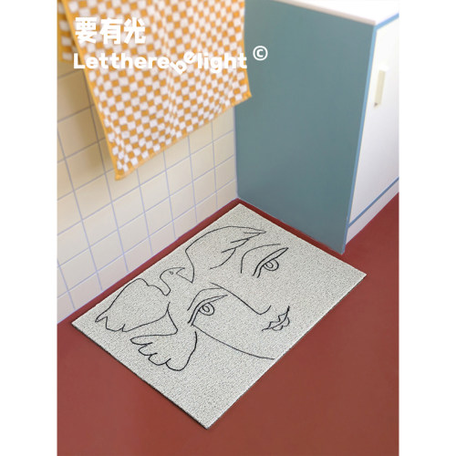 马蒂斯简约线条丝圈入户丝圈垫门厅脚垫防尘垫耐脏好打理猫抓垫