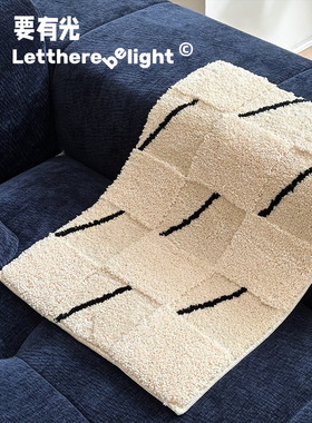 日式和风地垫日杂风简条纹格子浴室防滑垫床边毯 l形浴室垫床边毯