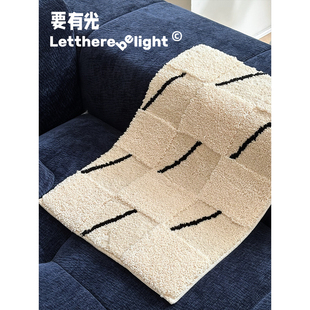 日式 l形浴室墊床邊毯 和風地墊日雜風簡條紋格子浴室防滑墊床邊毯