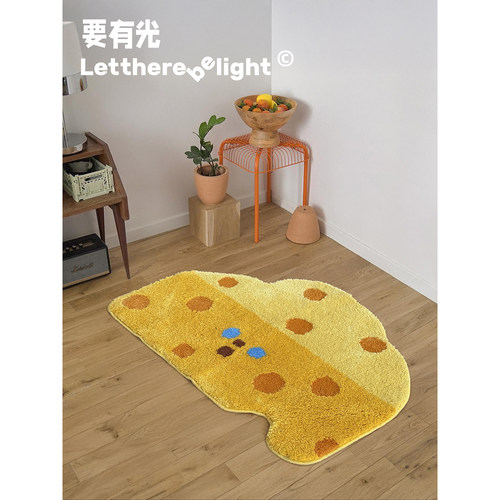ins风卡通可爱奶酪地垫卧室床边毯浴室防滑脚垫创意芝士植绒地毯