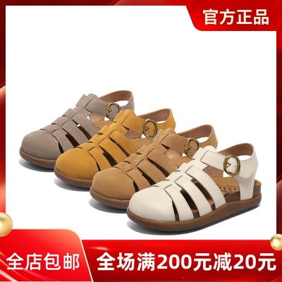 森达南瓜麻薯勃肯凉鞋女2025夏商场同款罗马猪笼包头凉鞋4RN32BK5