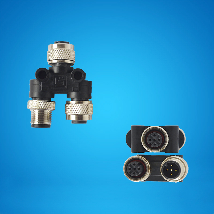 M12连接器三通一母转一公一母